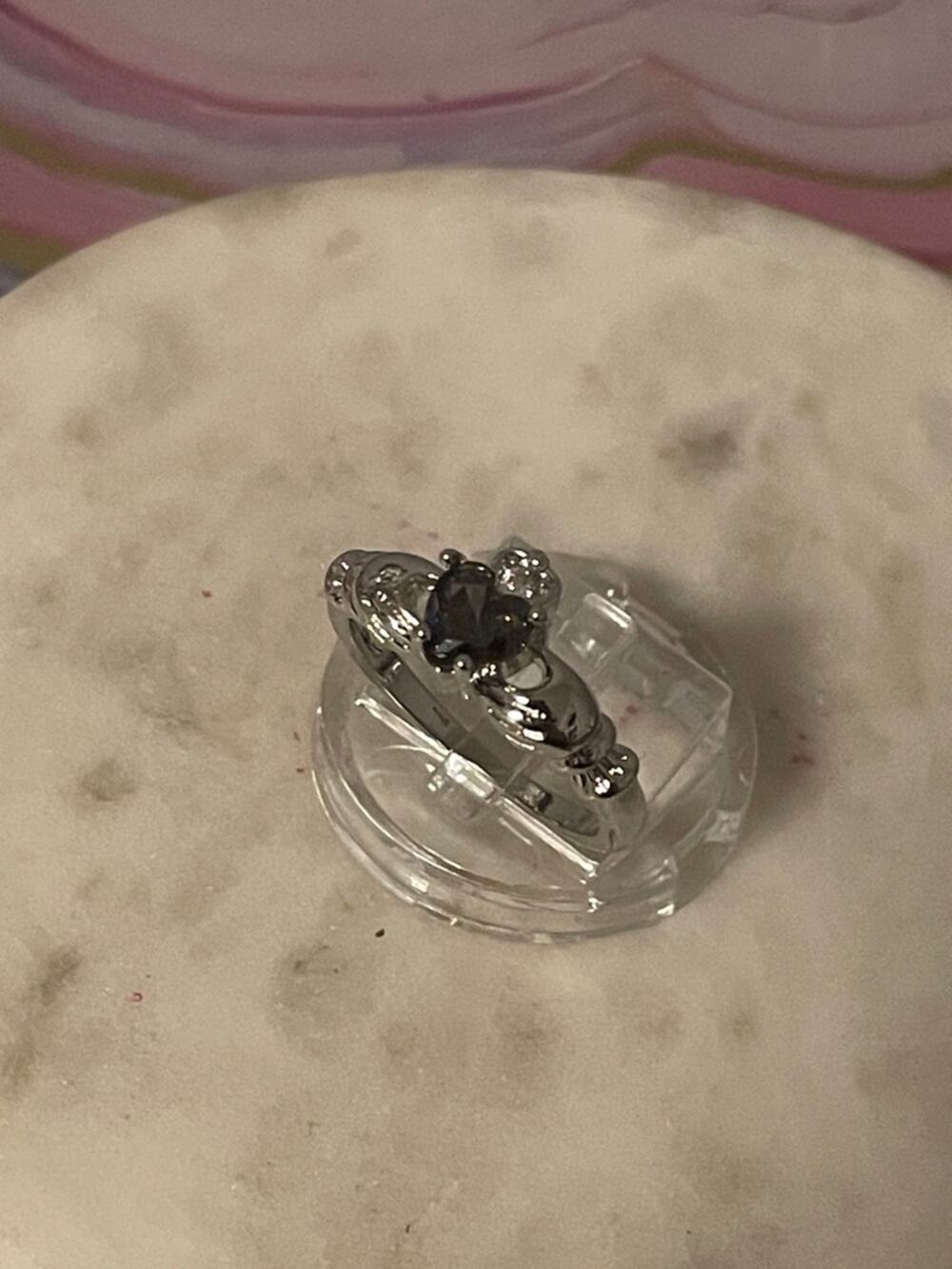 Silver Stone Claddagh Ring - Women Jewelry size 8